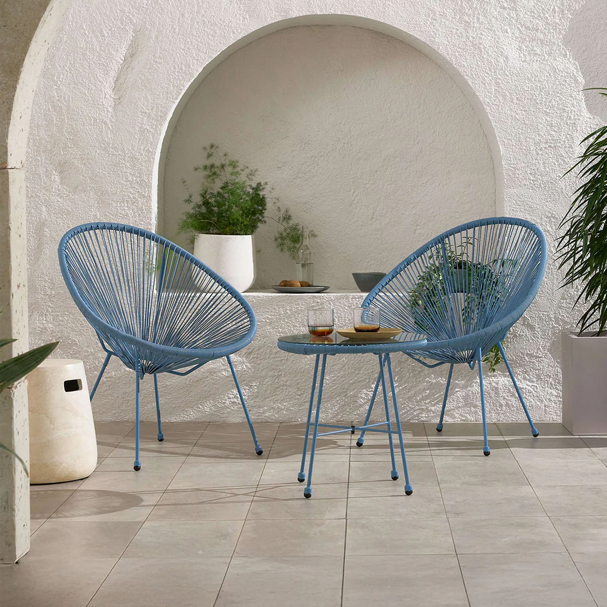 Monaco Blue 2 Seat Garden Egg Chair Bistro Set