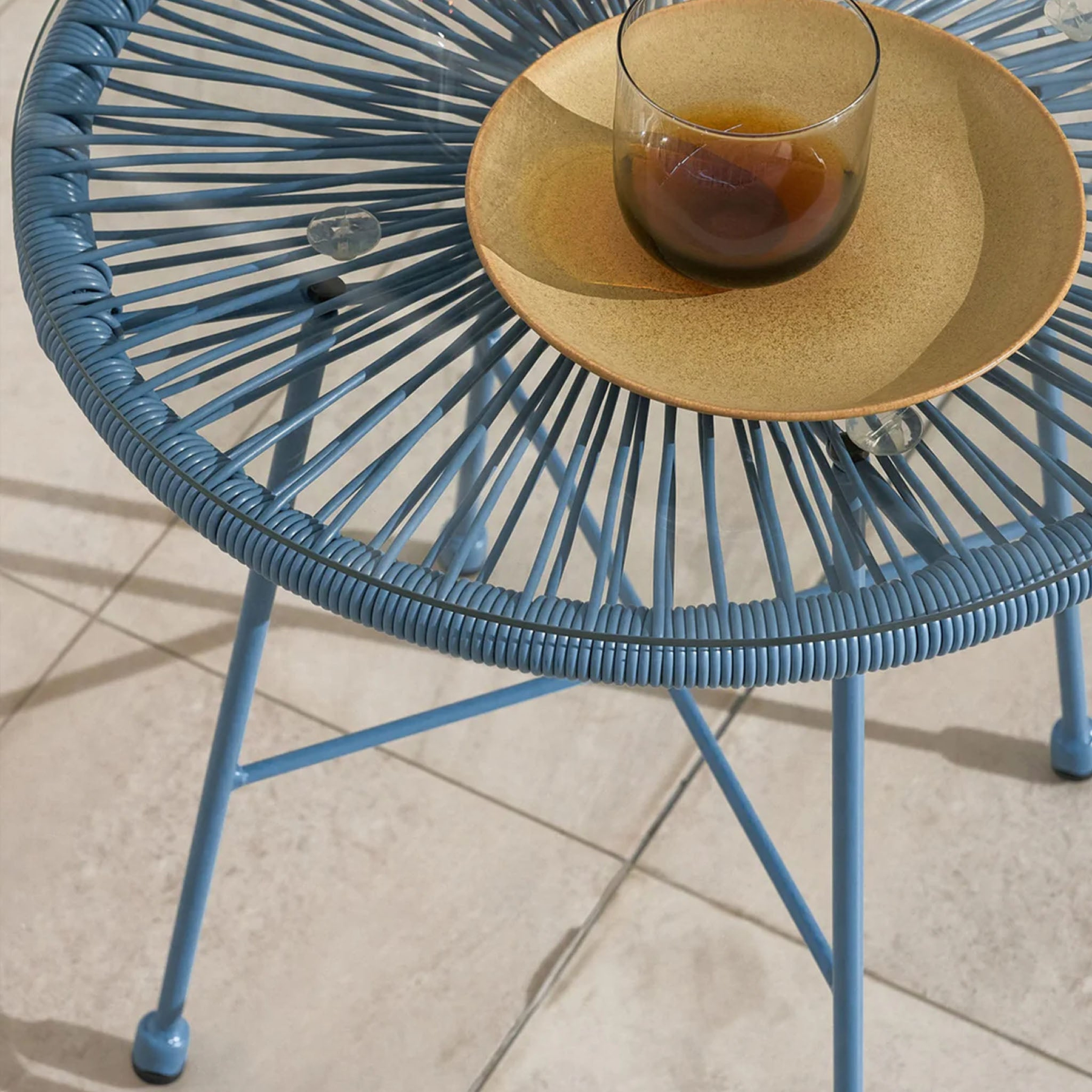 Monaco Blue 2 Seat Garden Egg Chair Bistro Set