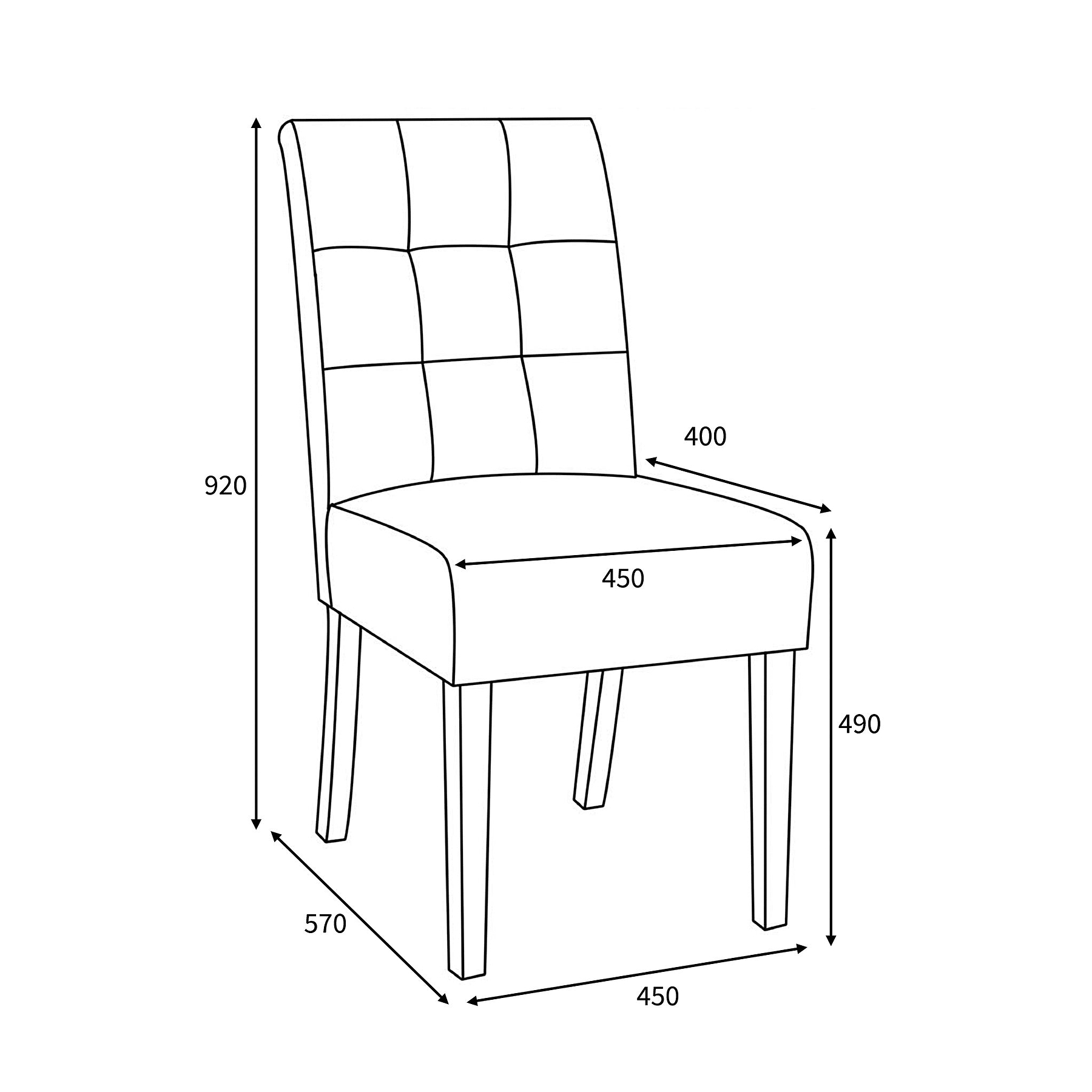 Madoc Waffle Stitch Dining Chair dimensions