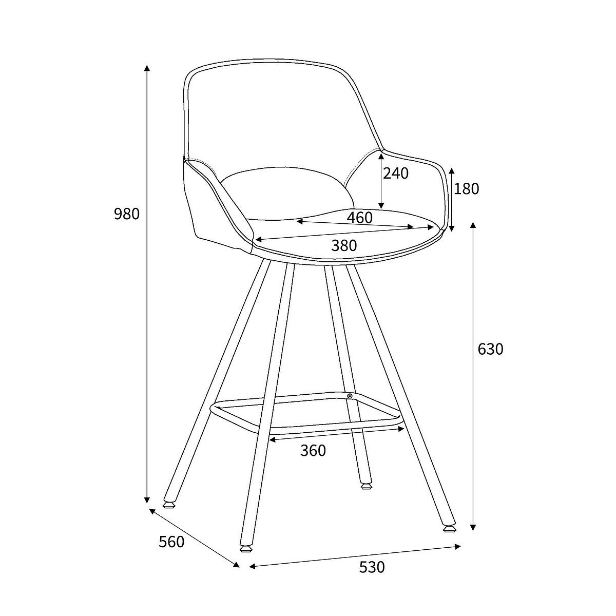 Merril Faux Leather Bar Stool dimensions