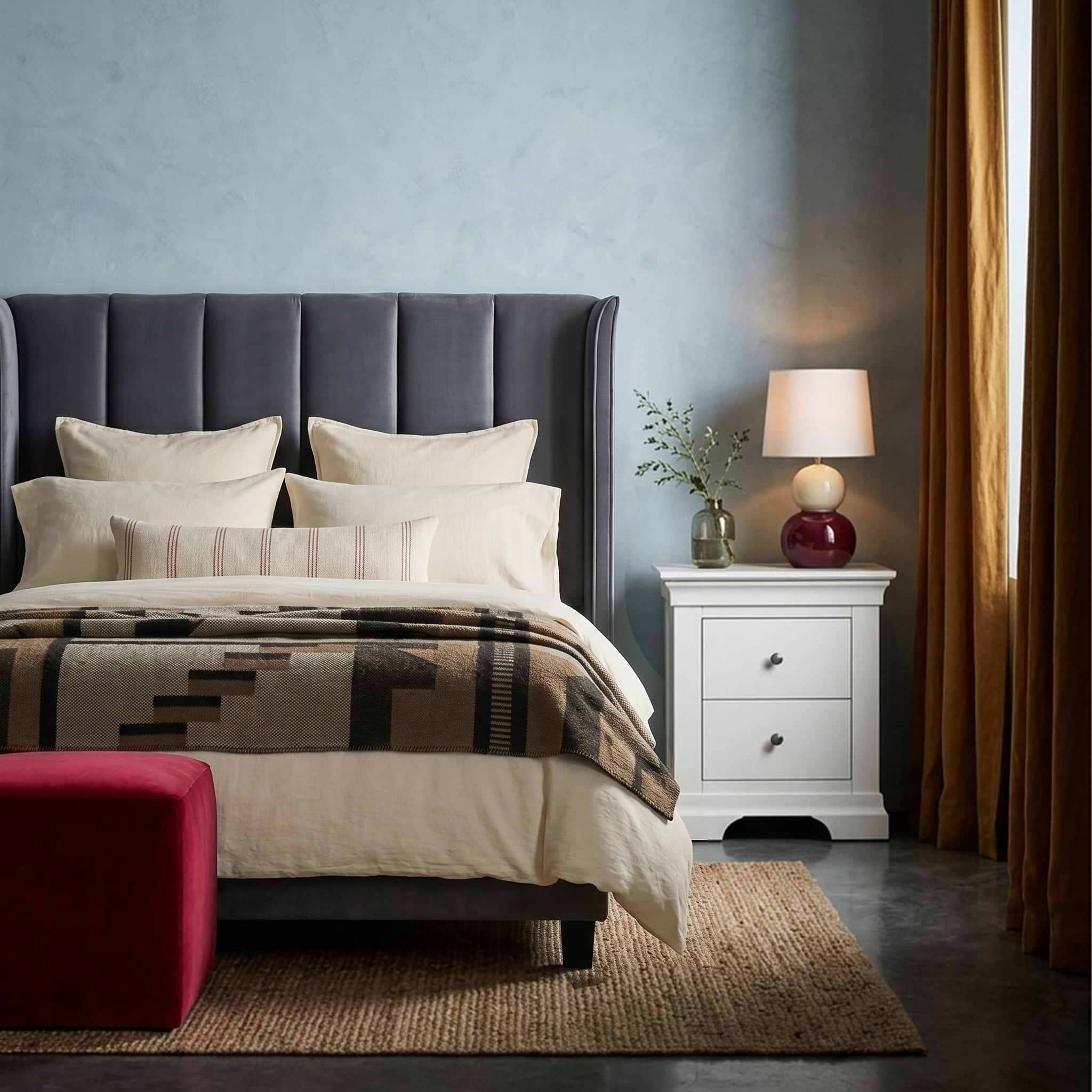 Mia Grey Velvet 4ft6 Double Ottoman Bed Frame from Roseland Furniture