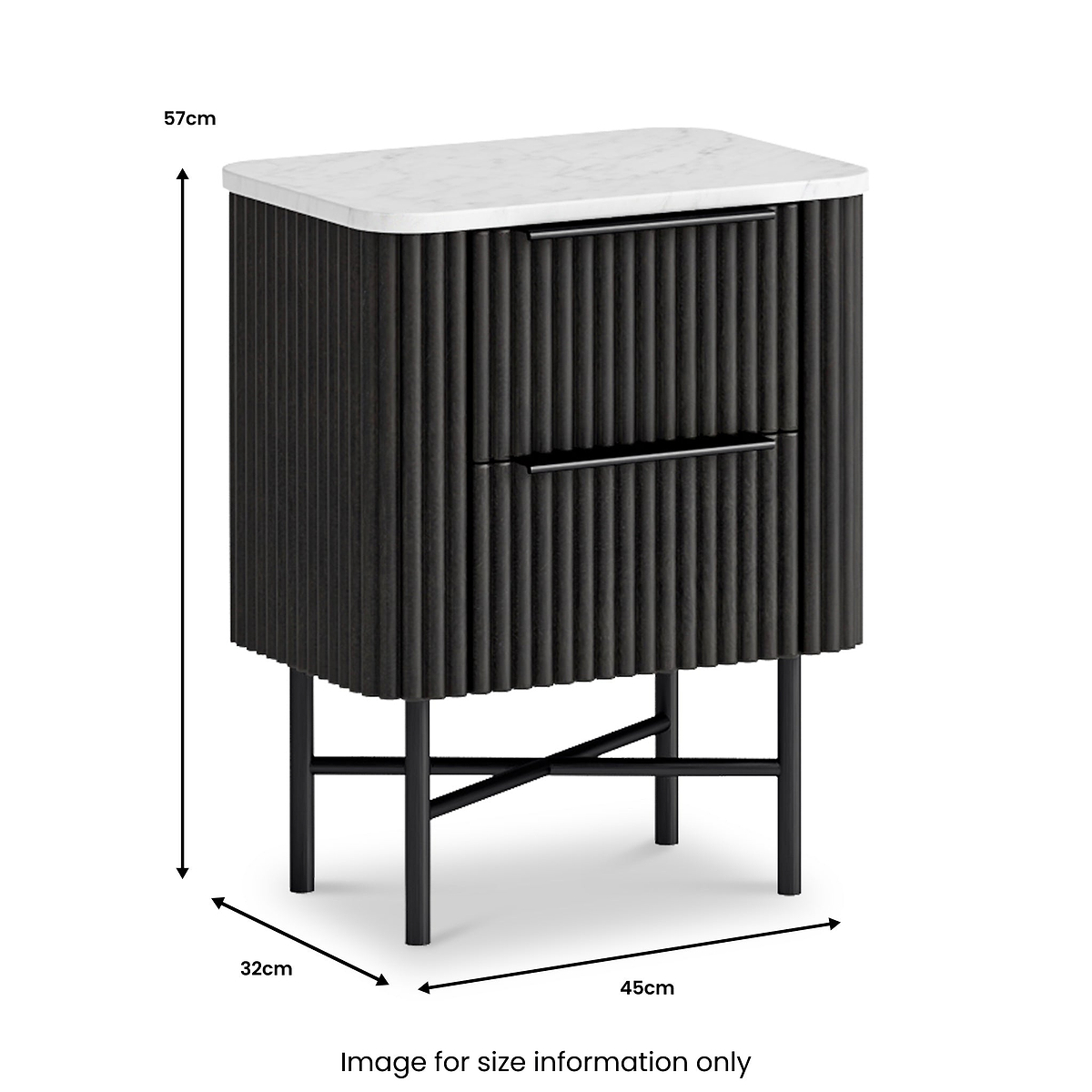 Milo Mango & Marble 2 Drawer Narrow Bedside dimensions