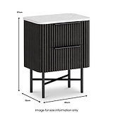 Milo Mango & Marble 2 Drawer Narrow Bedside dimensions