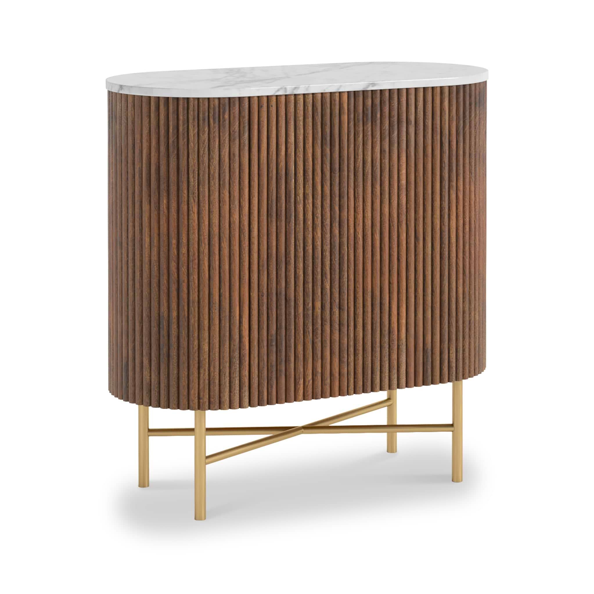 Milo Walnut Fluted Mini Sideboard from Roseland Furniture