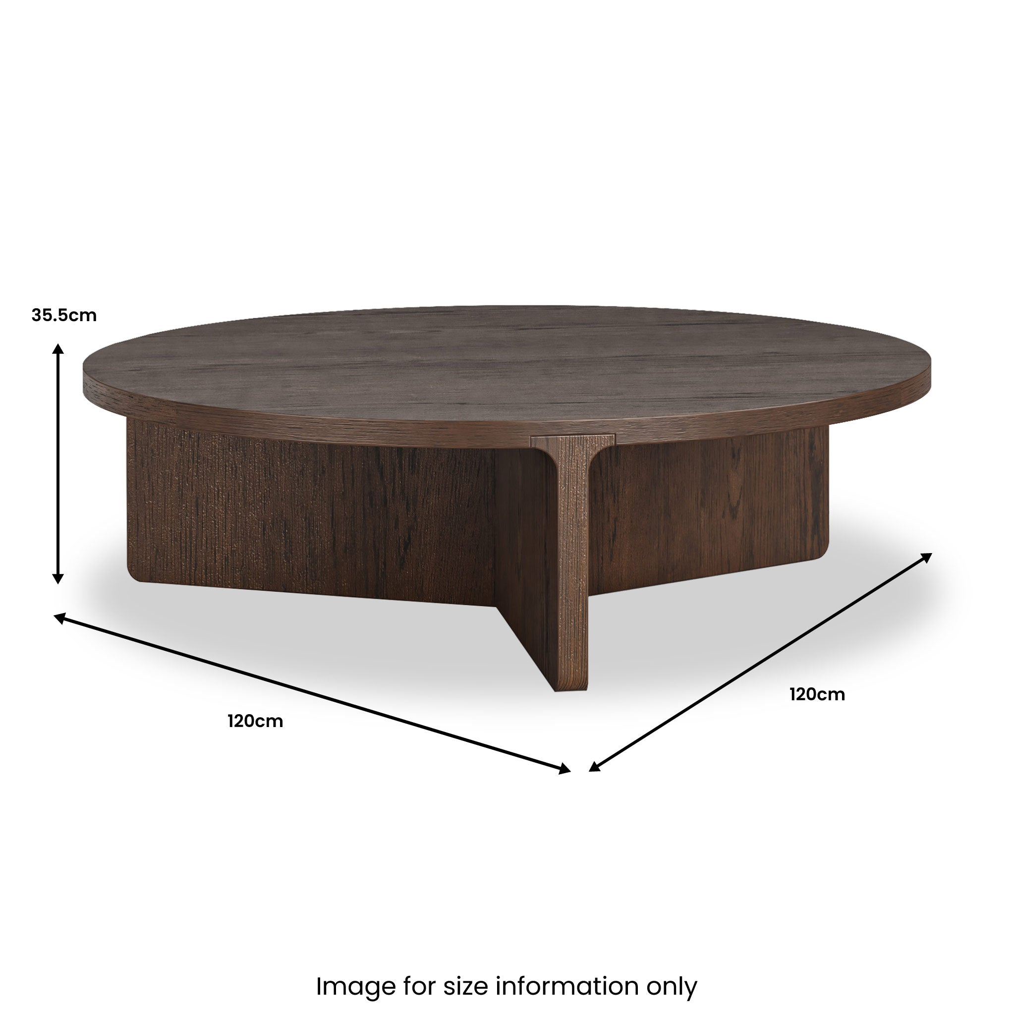Mylor Dark Oak Large Round Coffee Table for Living Room | Roseland