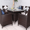 Vada 150cm 6 Seat Rattan Rectangular Dining Set - Brown