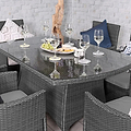 Vada 150cm 6 Seat Rattan Rectangular Dining Set - Grey