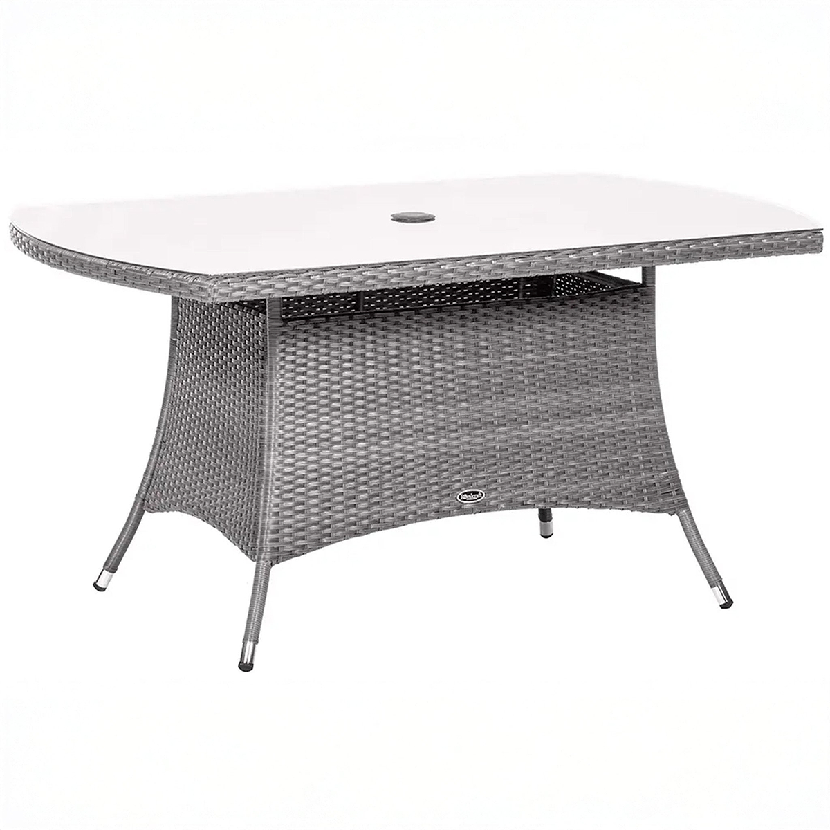 Vada 150cm 6 Seat Rattan Rectangular Dining Set - Grey