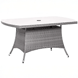 Vada 150cm 6 Seat Rattan Rectangular Dining Set - Grey