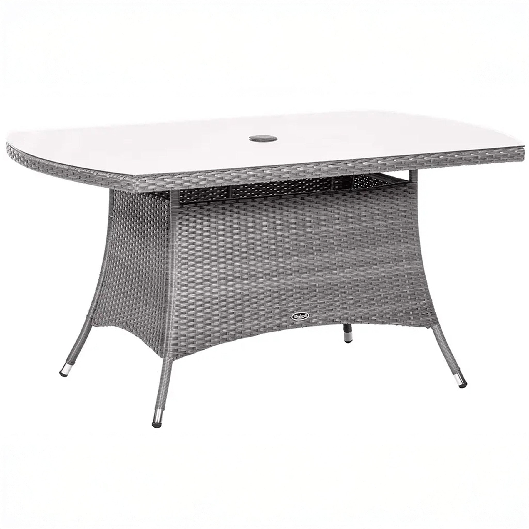Vada 150cm 6 Seat Rattan Rectangular Dining Set - Grey