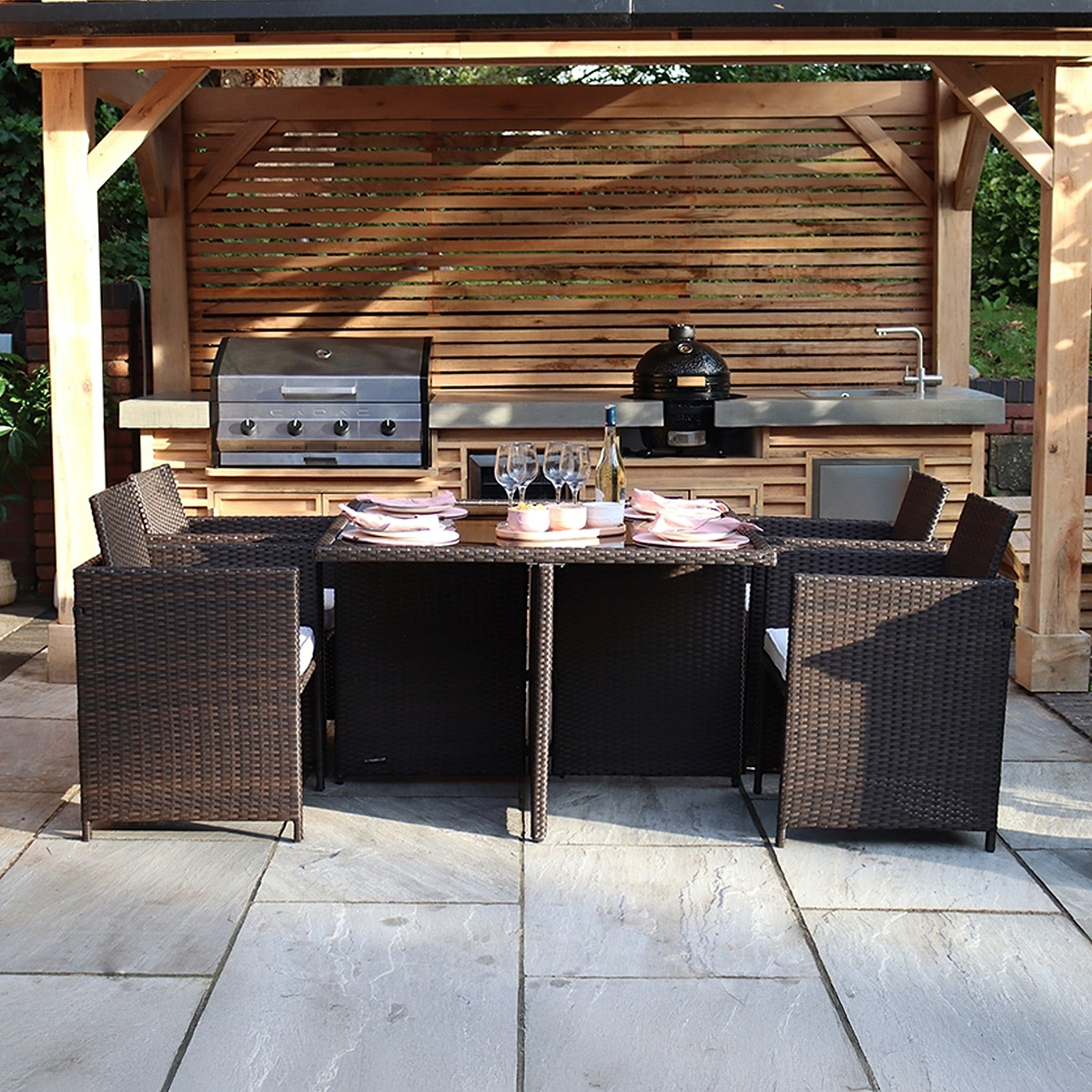 Vada 4 Seat Rattan Cube Set Brown from Roseland Furniture