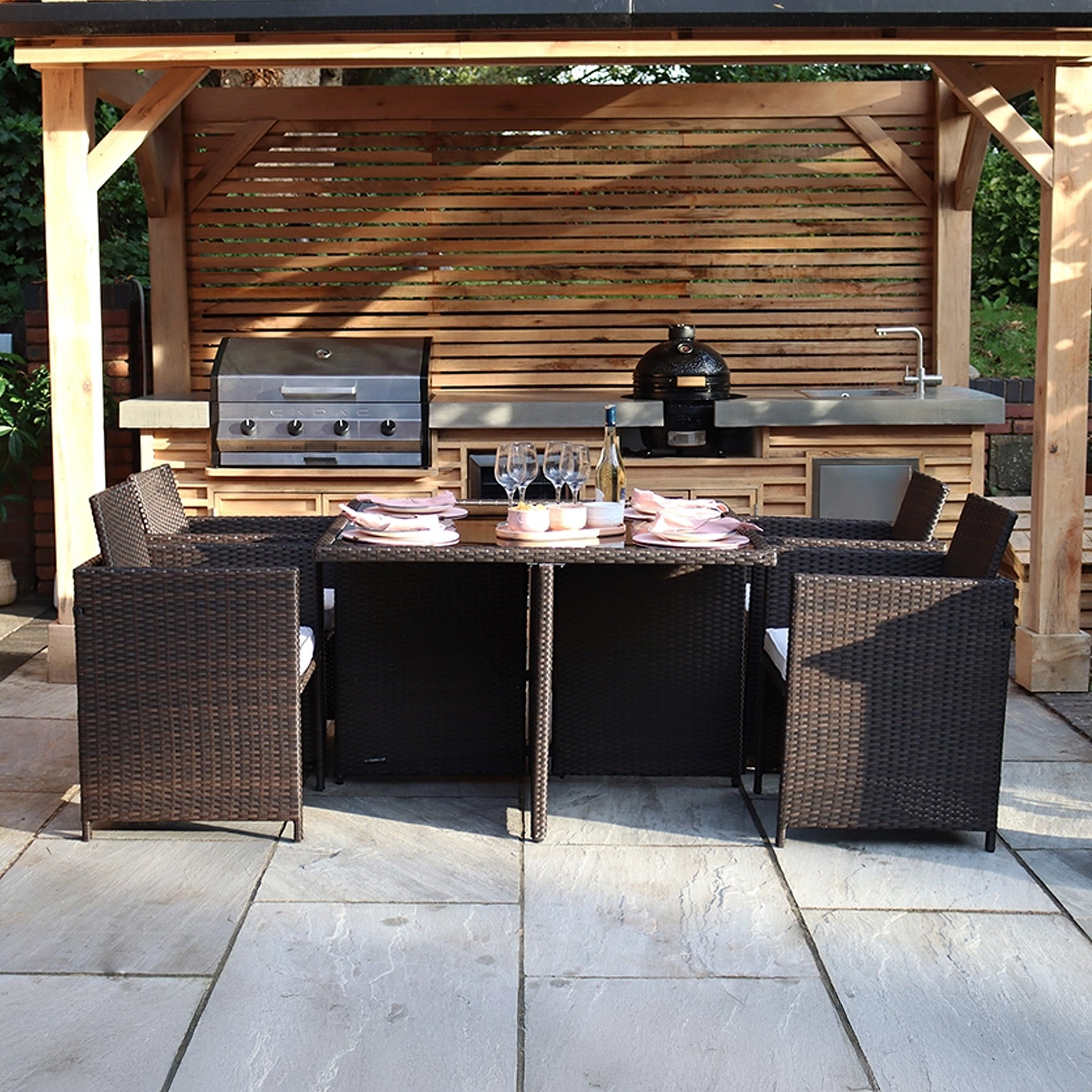 Vada 4 Seat Rattan Cube Set Brown from Roseland Furniture