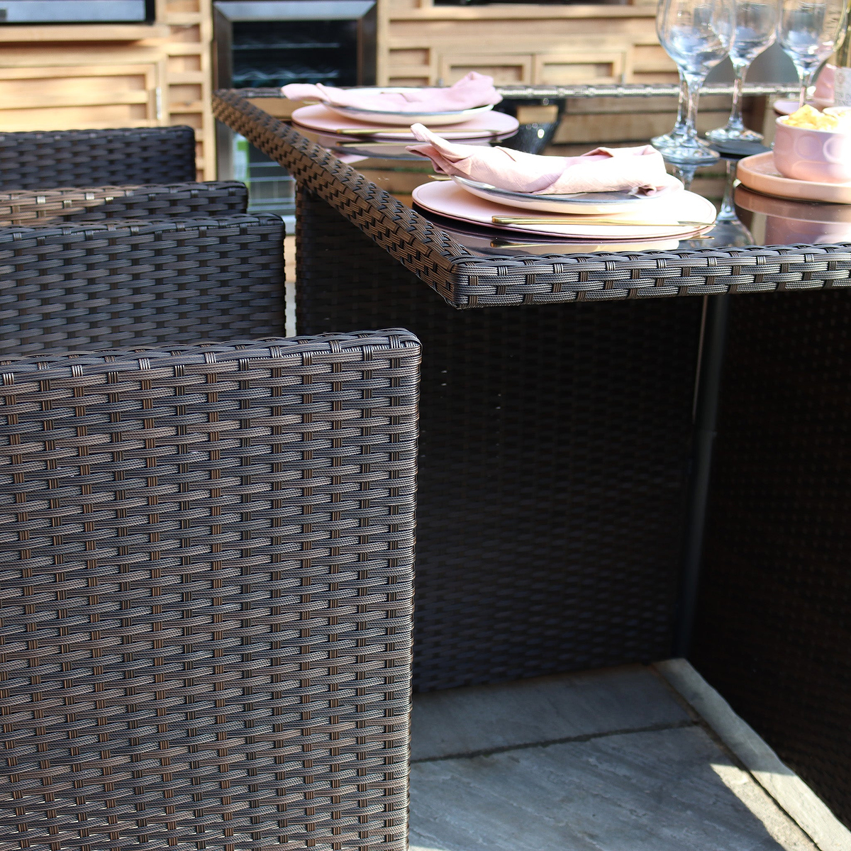 Vada 4 Seat Rattan Cube Set Brown from Roseland Furniture