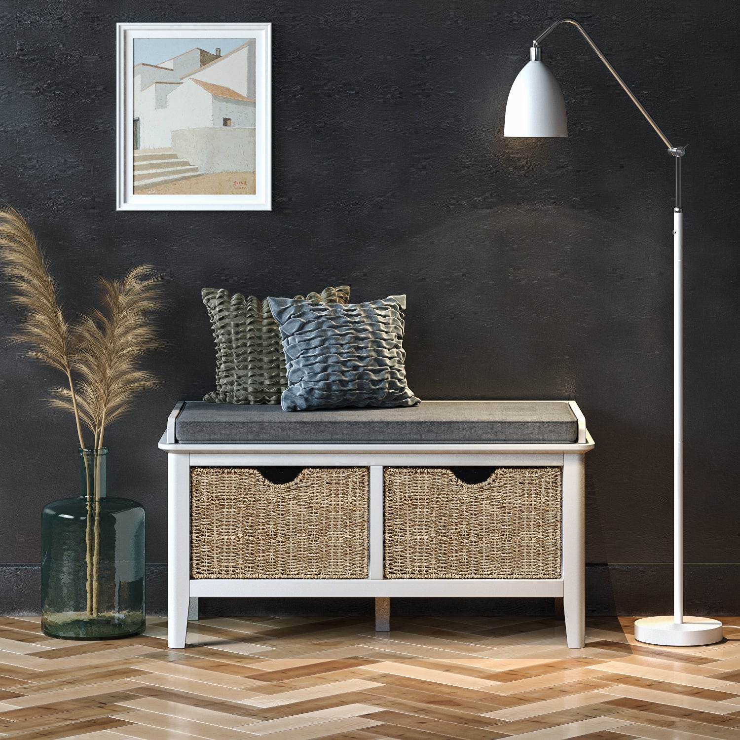 Chester White Storage Bench by Roseland Furniture