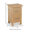 Newlyn Oak 2 Drawer Slim Bedside Table dimensions