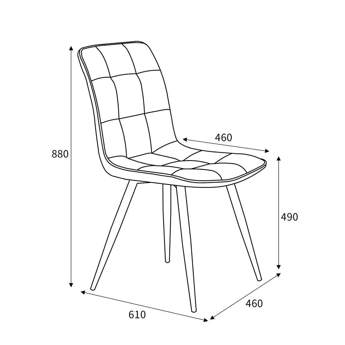 Nia Faux Suede Dining Chair Grey dimensions