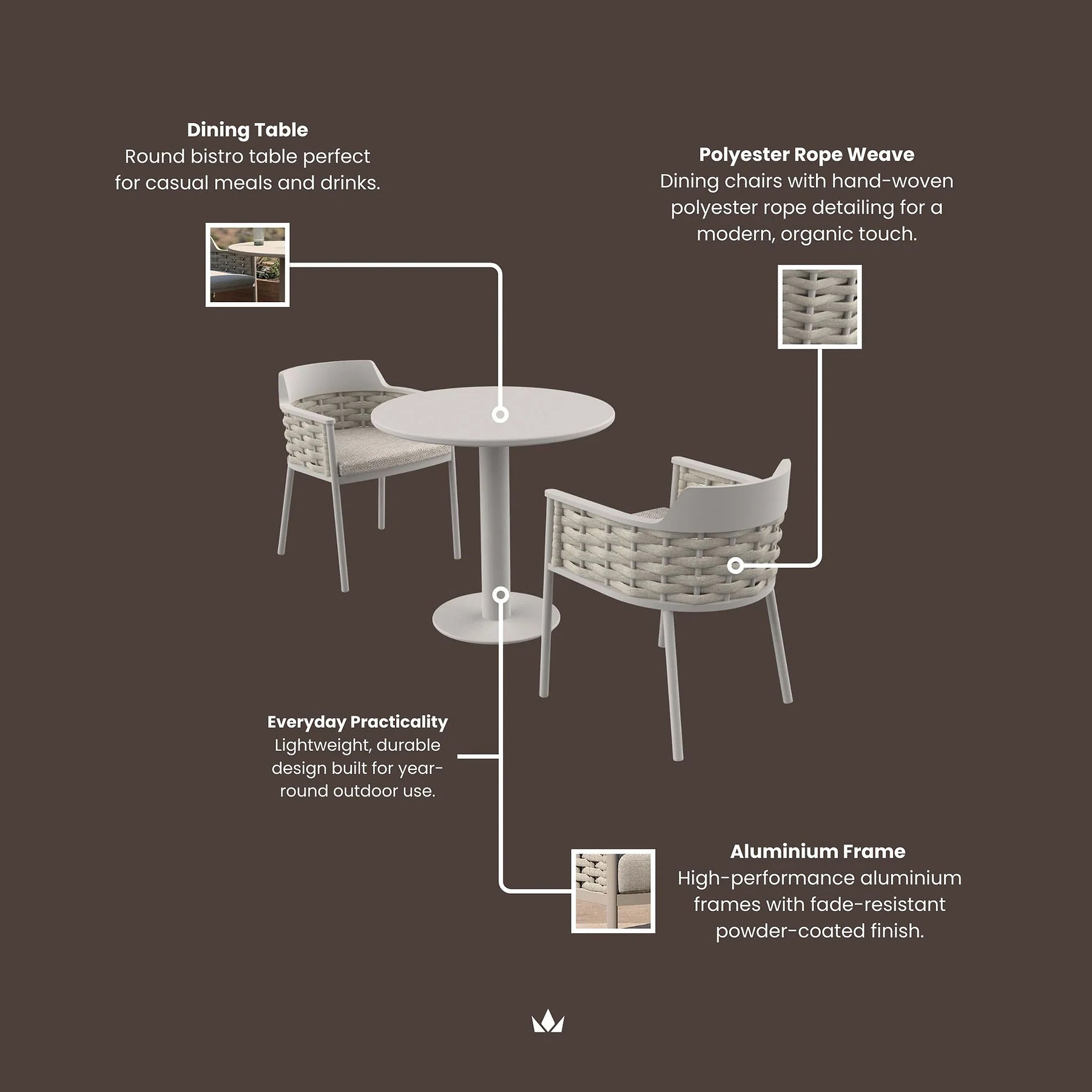 Olma 2 Seater Bistro Set from Roseland Furniture