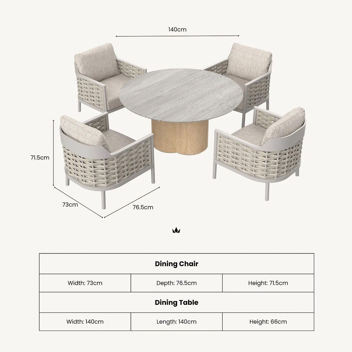Olma 4 Seater Dining Table Armchairs from Roseland Furniture