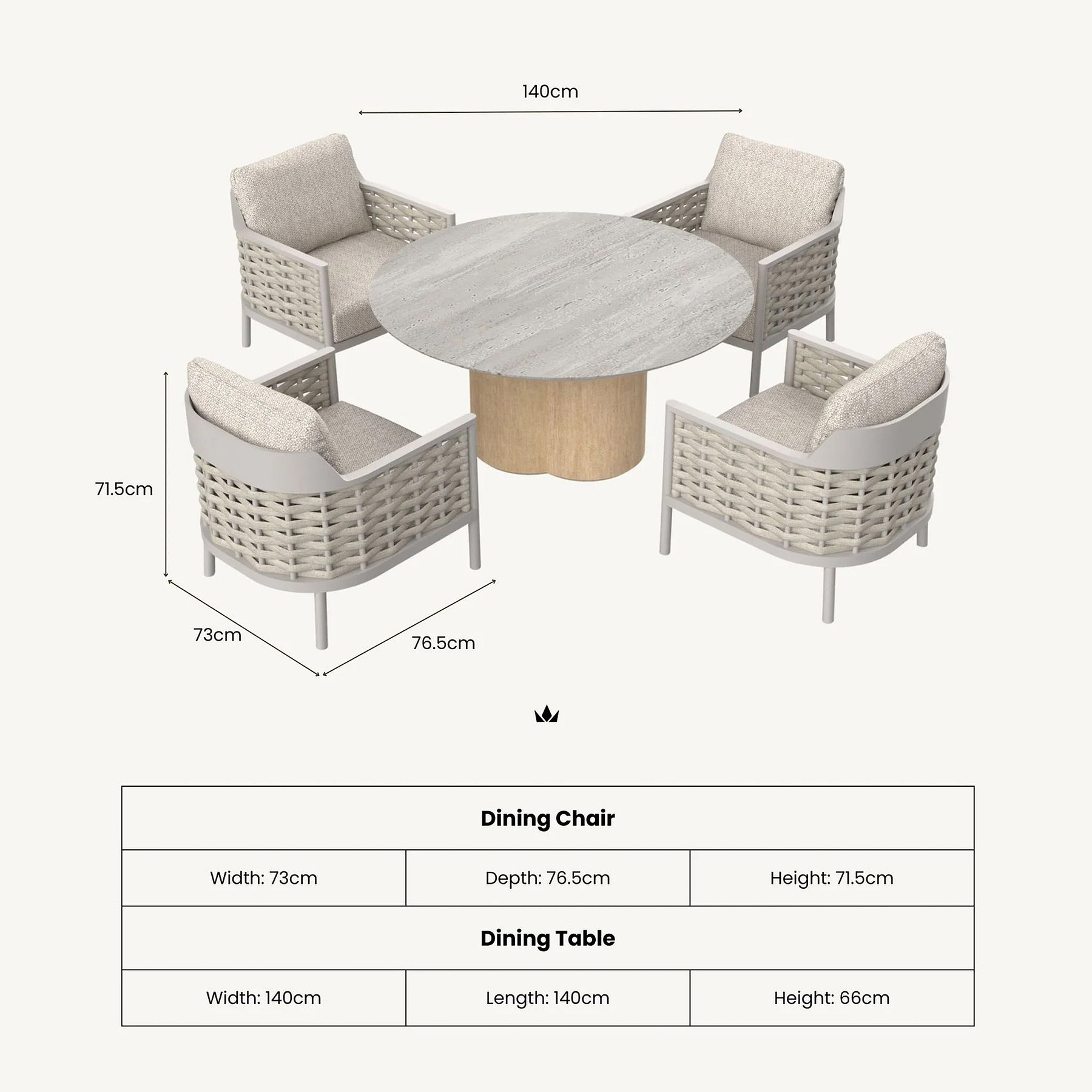 Olma 4 Seater Dining Table Armchairs from Roseland Furniture