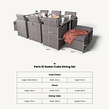 Paris 10 Seat Lux Rattan Cube Set dimensions