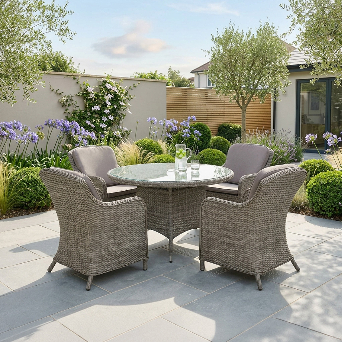 Paris 4 Seat 110cm Lux Rattan Dining Set from Roseland Furniture