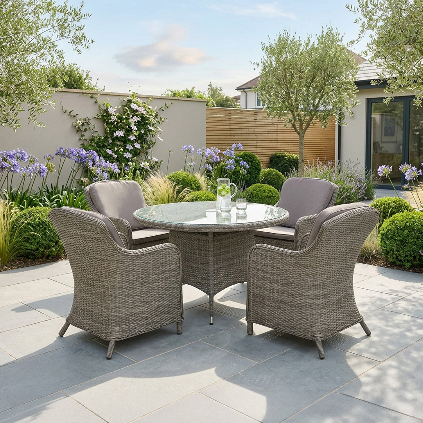 Paris 4 Seat 110cm Lux Rattan Dining Set from Roseland Furniture