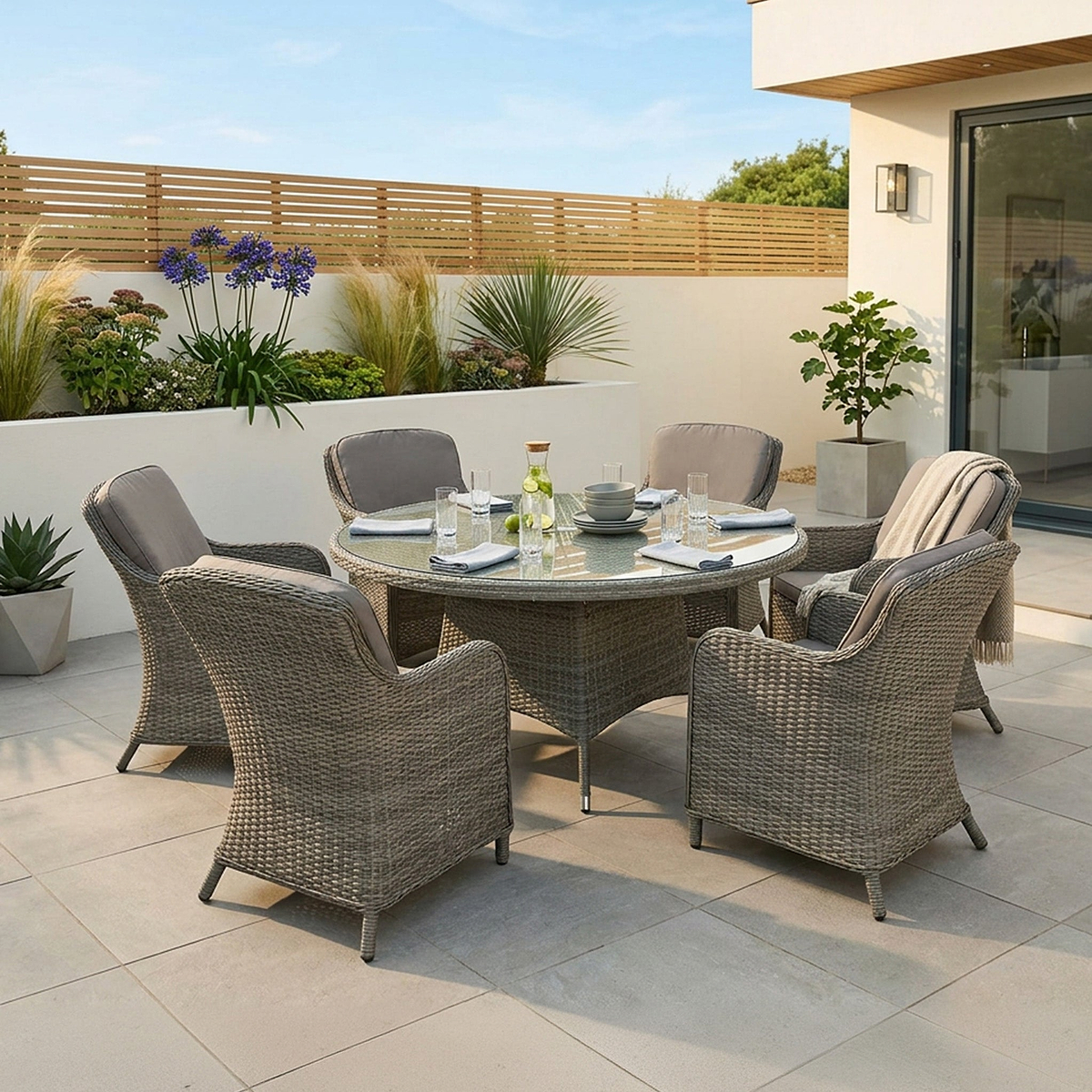 Paris 6 Seat 140cm Lux Rattan Dining Set from Roseland Furniture
