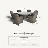Paris 6 Seat 140cm Lux Rattan Dining Set dimensions