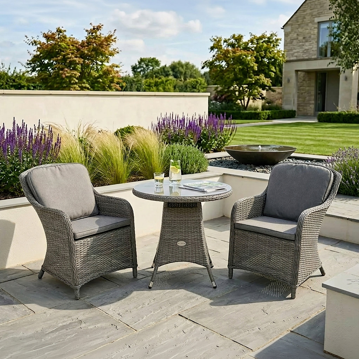 Paris 2 Seat Lux Rattan Bistro Set