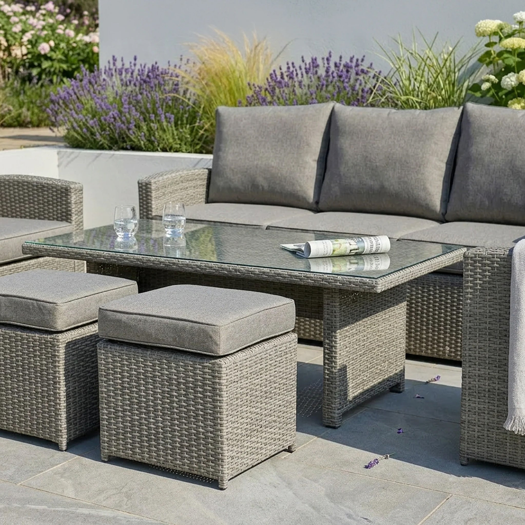 Paris Rattan Seven Seater Deluxe Sofa Dining Set from Roseland Furniture