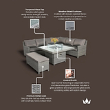 Paris 120cm Fire Pit Dine or Lounge Rattan Set with Bench