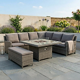Paris 120cm Fire Pit Dine or Lounge Rattan Set with Bench
