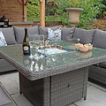 Paris 120cm Fire Pit Dine or Lounge Rattan Set With Bench from Roseland Furniture
