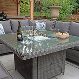 Paris 120cm Fire Pit Dine or Lounge Rattan Set With Bench from Roseland Furniture
