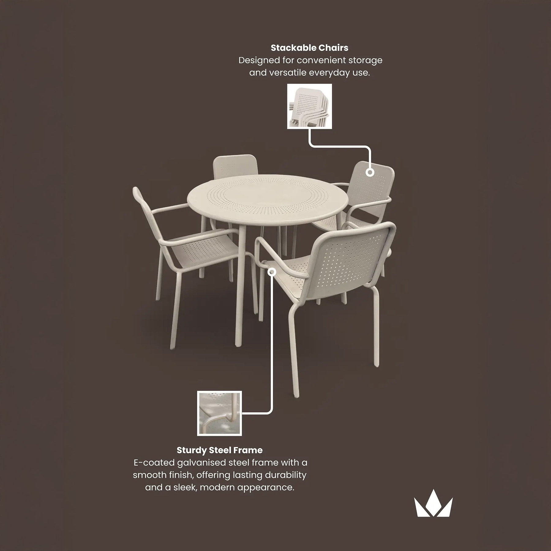 Porto Champagne 4 Seater Round Dining Set from Roseland Furniture