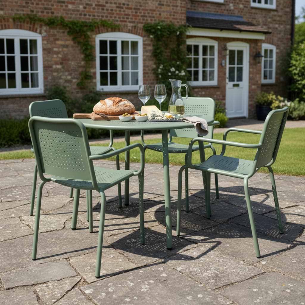 Porto Olive 4 Seater Round Dining Set