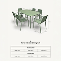 Porto Olive 6 Seater Rectangular Dining Set dimensions