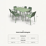 Porto Olive 6 Seater Rectangular Dining Set dimensions