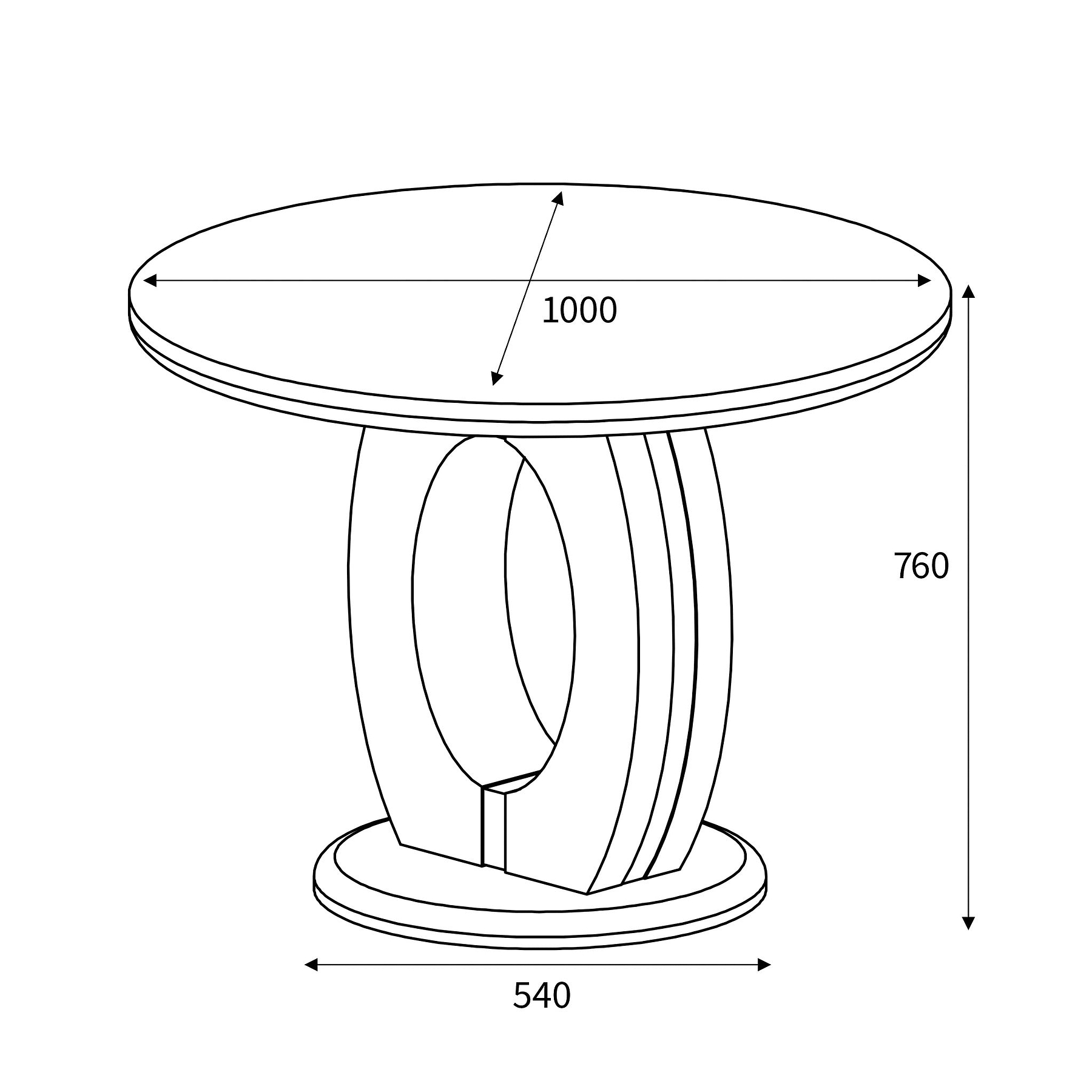 Pendeen 100cm Faux Marble Top Round Dining Table dimensions