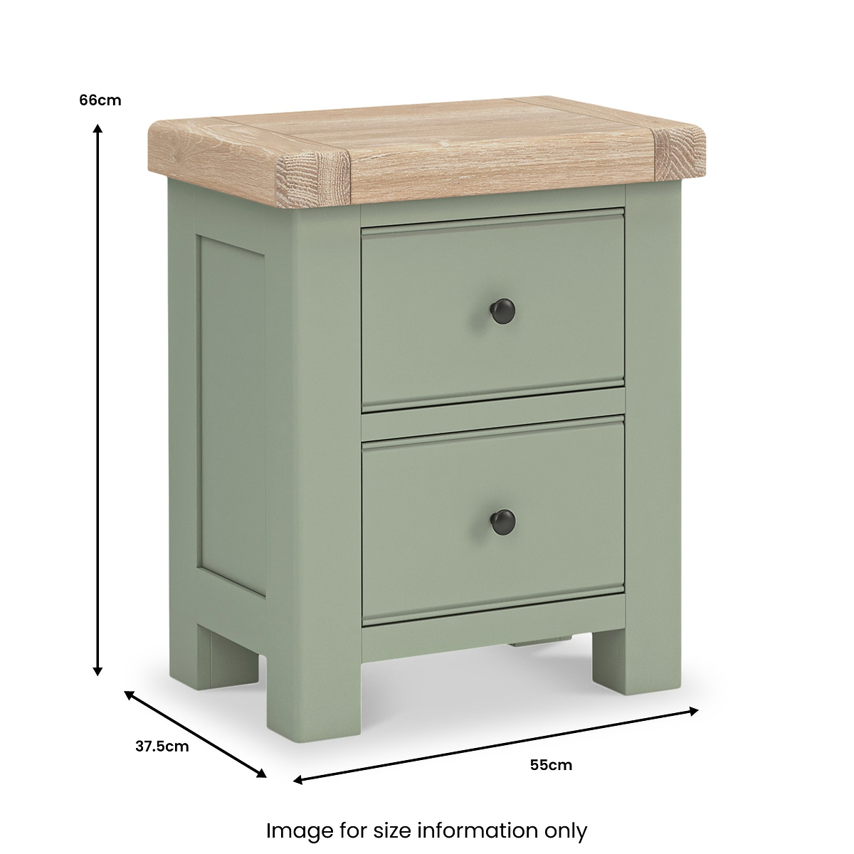 Penzance 2 Drawer Bedside Table dimensions