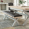Penzance Stone Grey Cross Leg Bench with Cushion from Roseland Furniture