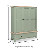 Penzance 2 Drawer Triple Wardrobe dimensions