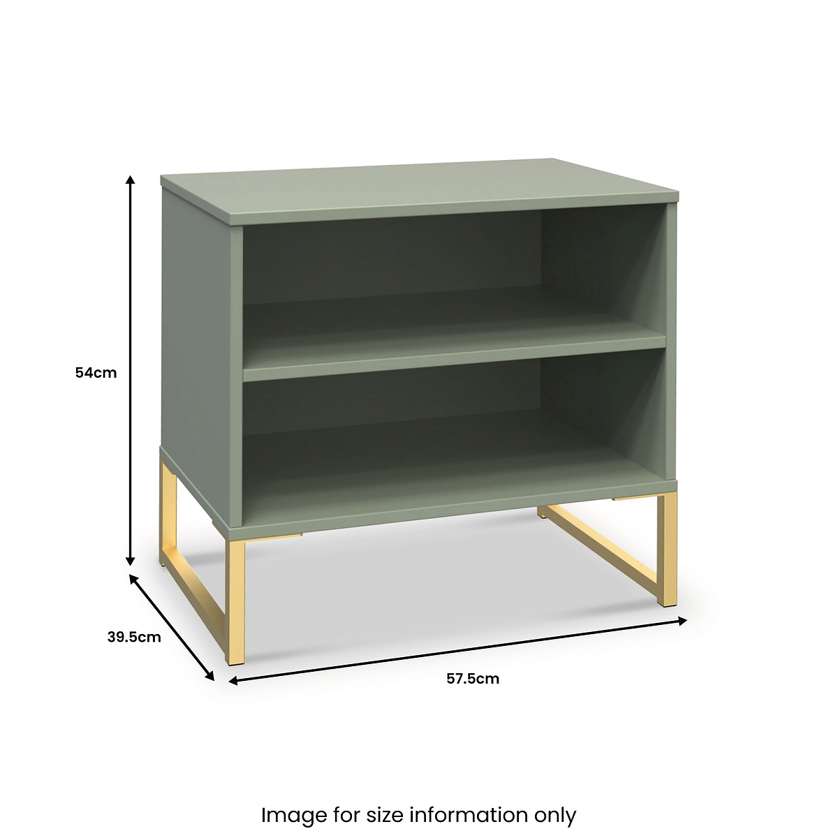 Hudson 2 Open Shelf Bedside in Olive from Roseland Furniture
