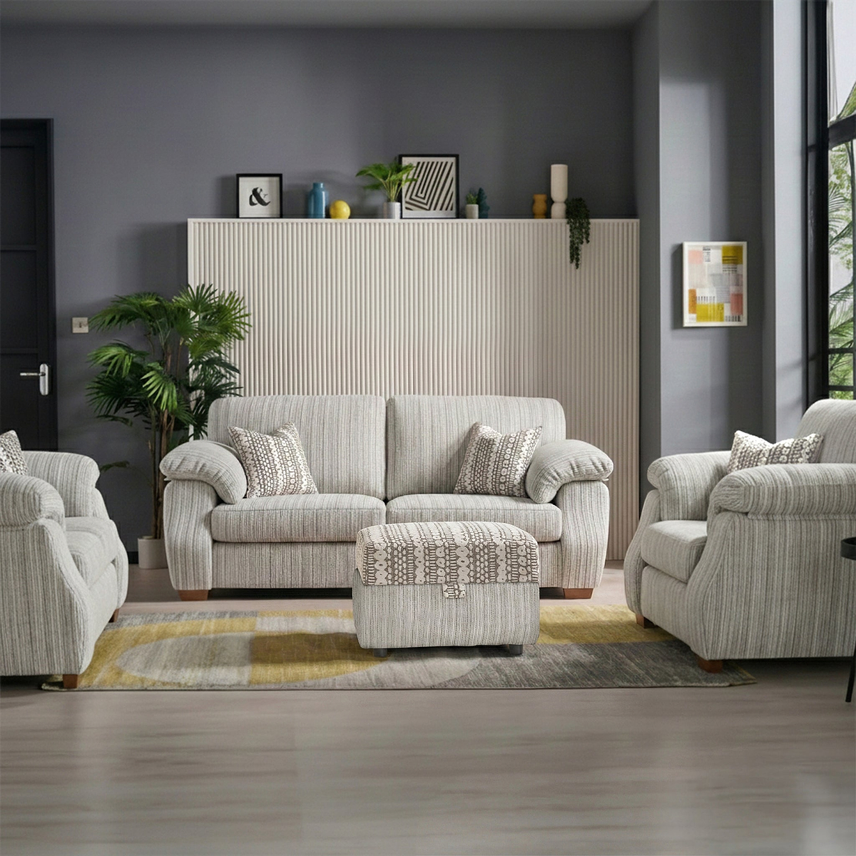 Camden 3 Seater Sofa Tate Cream Bohor Brown from Roseland Furniture