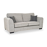 Thornby 3 Seater Sofa Light Grey Charcoal from Roseland Furniture postitioned at an angle highlighting the black legs and textured details of the sofa with simple piping around the edges and two grey cushions.