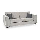 Thornby 4 Seater Sofa Light Grey Charcoal from Roseland Furniture postitioned at an angle highlighting the black legs and textured details of the sofa with simple piping around the edges and two grey cushions.