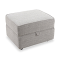 Thornby Storage Footstool Light Grey Charcoal from Roseland Furniture positioned at an angle to display the black legs and the texture of the footstool