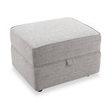 Thornby Storage Footstool Light Grey Charcoal from Roseland Furniture positioned at an angle to display the black legs and the texture of the footstool