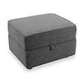 Thornby Storage Footstool Charcoal from Roseland Furniture positioned at an angle to display the black legs and the texture of the footstool