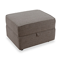 Thornby Storage Footstool Mink from Roseland Furniture positioned at an angle to display the black legs and the texture of the footstool